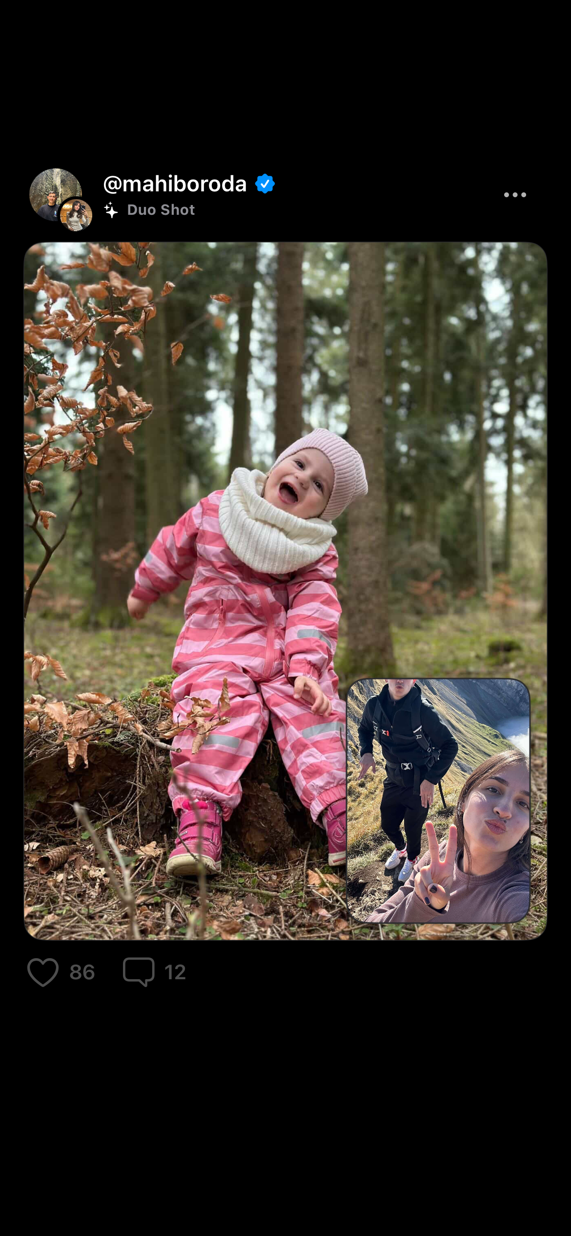 A baby photo post with an inset moment