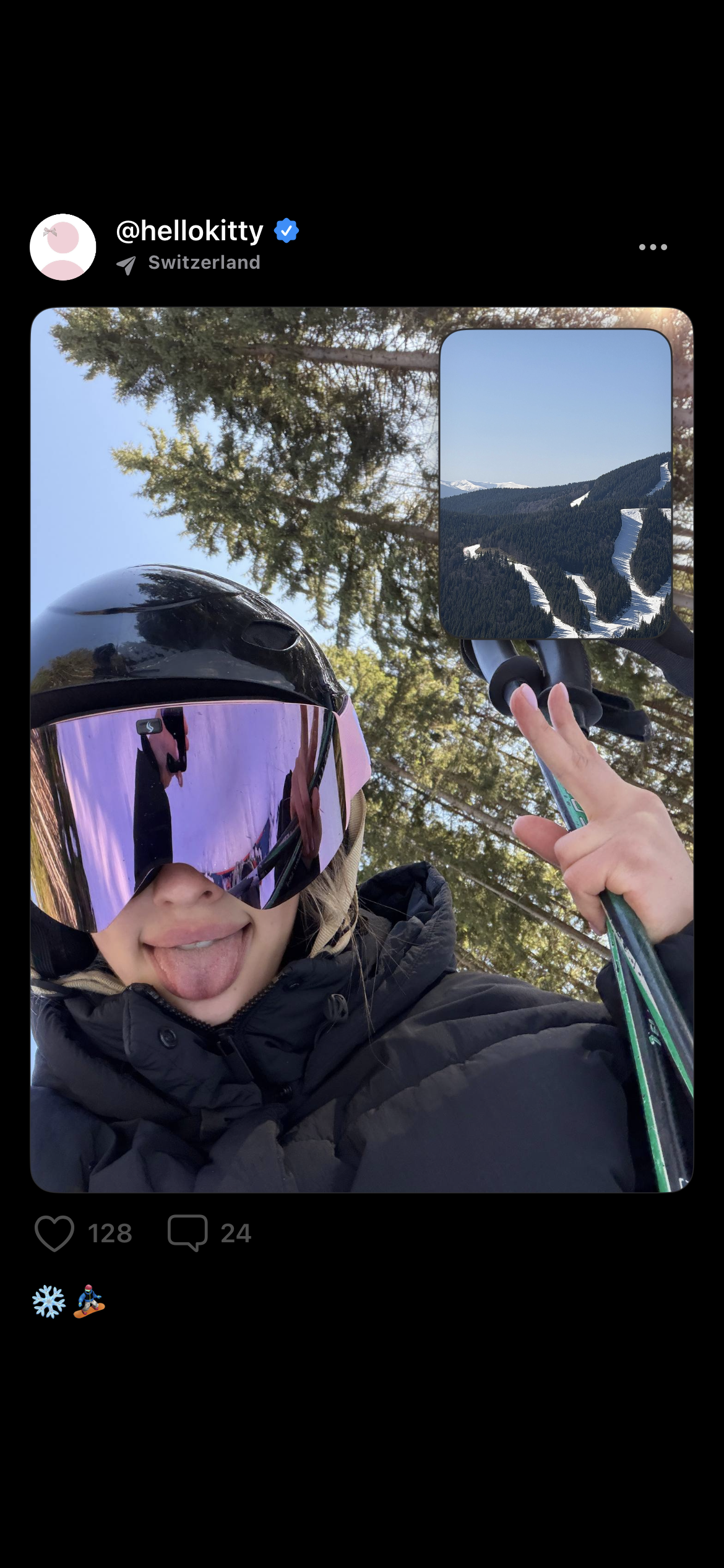 A ski trip photo post with a scenic inset